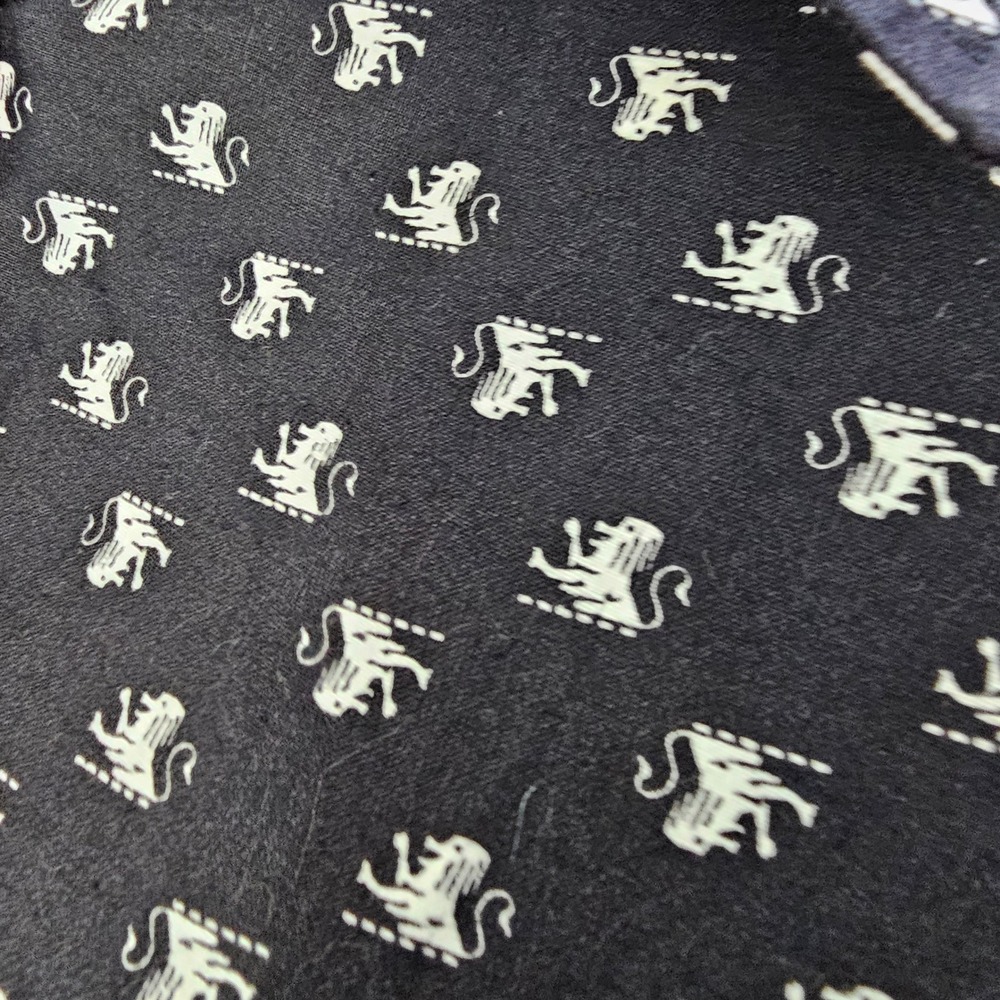 Vintage 1970s Shirt Dress Richard Frontman Navy Blue Heraldic Lion Print Belted - Picture 5 of 13